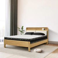 【IHouse】日式實木 燈光床組 單大3.5尺(可調式床台+石墨烯床墊)