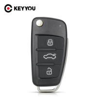 KEYYOU Replacement Flip Remote Car Key Case Shell For Audi A2 A3 A4 A6 A6L A8 Q7 TT