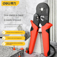 Deli Self-adjusting Crimping Pliers Tubular Terminal Crimping Tool Electrical Pliers 0.5-10mm²/0.5-6mm² High Precision Clamp Set