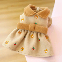 A Great  PETCIRCLE Dog Clothes Cheese Bowknot Bear Woolen Dress Fit Small Dog Puppy Pet Cat All Seas