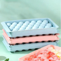 33 Ice Ball Hockey PP Mold Frozen DIY Whiskey Cocktail Round Ice Cube Tray with Lid Box Making Kitchen Tool Accessories Freezer