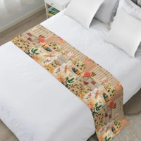 Vintage Sheet Music Floral Bird Rustic High Quality Bed Flag Hotel Cupboard Table Runner Parlor Wedding Home Decor Bed Runner