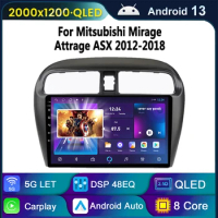 Android 13 for Mitsubishi Mirage Attrage 2012-2018 Car Radio Multimidia System Video Player Navigation DSP IPS 2din Carplay
