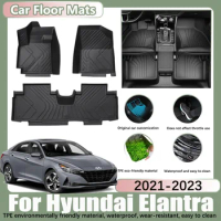 LHD Car Floor Mats for Hyundai Elantra Avante i30 Sedan CN7 2021-2023 Tray Car Waterproof Foot Pads Custom Liner Mat Accessories