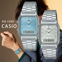 CASIO 卡西歐 AQ-230A 中性古典 兩地時間 自動日曆 數位視窗 石英錶 手錶 29.8mm(時尚色彩)
