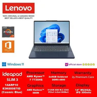 LENOVO LAPTOP IDEAPAD SLIM 3 14ARP10 83K60087ID 83K60088ID AMD RYZEN 7 7735HS 2x8GB 512GB 14" WUXGA 