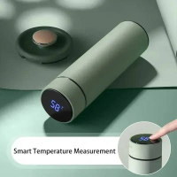 【Hhot】 500ml Stainless Steel Thermos Bottle with Digital Temperature Display LED Intelligent Tempera