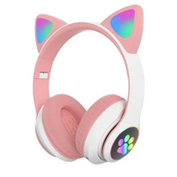 MJ LED Color Light Cute Cat Ear Headphone with Mic B39M Foldable Wireless Earphone HiFi Stereo Heads