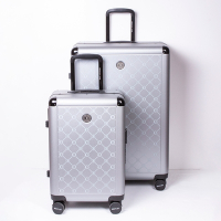 BENTLEY 28吋+20吋 PC+ABS 商務鋁框輕量行李箱 二件組-銀