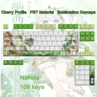 Genshin Impact Nahida Keycap Mechanical Keyboard Caps with Dye-sublimation 108 Keys Anime PBT Keycaps for Cherry MX Switch