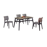 【文創集】亞莉特4.3尺岩板餐桌科技布餐椅組合(一桌四椅組合)