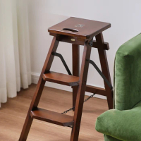 Solid Wood Chair Stool Bar Chair High Stool Bar Chair Dual-use Home Three-step Ladder Ladder Stool