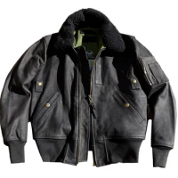 B15 Men's Flight Leather Jacket Military Rugged Style Winter Outwear