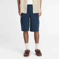 【Timberland 官方旗艦】男款深寶石藍工裝短褲(A5U1B433)