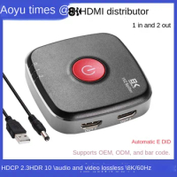 8K HDMI Splitter 1x2 - HDMI Audio Video Splitter - 1 Input 2 Output - HDMI 2.1 Adapter