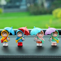 Cute Umbrella Couples Mini Action Figurines For Auto Dashboard Decorative Ornaments Car Interior Accessories