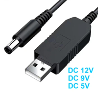 5.5*2.1mm WiFi to Powerbank Cable Connector DC 5V to 12V USB Cable Boost Converter Step-up Cord for Wifi Router Modem Fan