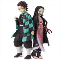 Anime figures Demon Slayer Kamado Tanjirou Nezuko Hold hands PVC Action Figure Kids Toys Statue Collection Model Doll Boys Gifts