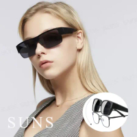 【SUNS】MIT偏光墨鏡(可套式)  霧黑框 半框墨鏡/套鏡夜視鏡太陽眼鏡 防眩光反光 抗UV400