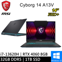 MSI微星 Cyborg 14 A13VF-026TW-SP4 14吋 黑(i7-13620H/32G/1TB SSD/RTX4060 8G/W11)特仕版