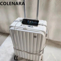 COLENARA ABS+PC Luggage 20" Aluminum Frame Boarding Case 24" Laptop Trolley Case Front Opening Travel Bag Cabin Suitcase