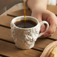 Rock pattern milk cup breakfast cup ceramic ear hanging espresso cup creative English afternoon tea mug water cup