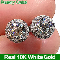 Custom Real 10K White Gold Stud Earrings Women 1 2 3 4 5Ct Round Moissanite Diamond Present Wedding Anniversary Engagement Party