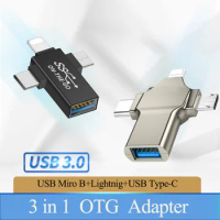 3 In 1 OTG Adapter Cable Lighting Type C Micro Usb To Usb 3.0 Converter Android Data Transfer Adapter Type C Otg Connector