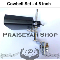 STOK TERBATAS - COWBELL DRUM PERKUSI SET DENGAN STAND HOLDER WARNA HITAM
