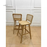 kurai bar stool jati kombinasi rotan aestetic non finishing