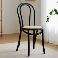 小椅子 餐椅 傢用椅 索耐特北歐風法式複古曲木藤椅傢用實木餐椅做舊中古風陽臺靠背椅