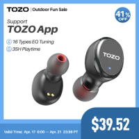 TOZO T10S Bluetooth 5.2 Earphones, True Wireless Earbuds With Big Bass ,16 Custom EQ, 30H Playtime For Running Sports,Black