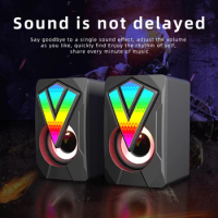 Computer Speakers,Wired USB-Powered RGB PC Speakers With 3W*2 Stereo Sound For PC Desktop Plug -n-Play
