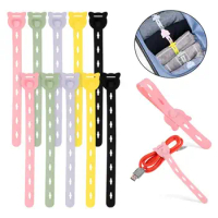 3PCS Cable Organizer Silicone Wire Binding Data Cable Tie Management Bobbin Winder Marker Holder Tape Lead Straps Trig Rain