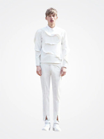 เสื้อผู้ชายแขนยาว Foggy Horizon pullover สีขาว