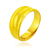 【金緻品】黃金男戒指 雋永 1.62錢(純金男戒子 中性戒指 鑽砂 交錯 流線 寬版戒指 寬男戒 男金戒)
