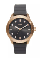 Fossil Fossil Women's Dayle Analog Watch ( BQ3950 ) - Quartz, Rose Gold Case, Round Dial, 18 MM Black Silicone Band