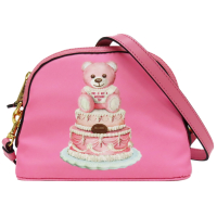 【二手名牌BRAND OFF】Moschino 莫斯奇諾 粉色 帆布 CAKE TEDDY BEAR 斜背包