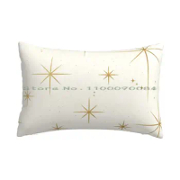 Gold Art Deco Stars Sparkle Pattern Astrology Astronomical Vintage Style White Background Pillow Case 20x30 50*75 Sofa Bedroom