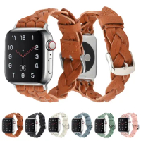 Braided Leather Watch Strap for Apple Watch Band 44mm 40mm 42mm 38mm Genuine Leather Band for IWatch 6 SE 5 Woven Watch Bracelet