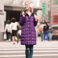 【SAMLIX山力士】JIS90%女輕量化保暖防潑水羽絨外套#32514(黑色.紫色.卡其)