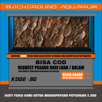 stiker background aquarium 3d timbul custome jumbo kaca akrilik besar full set kulit pohon bd