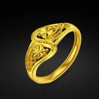 Vintage Women's Ring 925 Silver Surface 24k Gold Ring Luxury Jewelry Gold Wedding Ring Accessories Gift