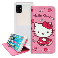 三麗鷗授權 Hello Kitty 三星 Samsung Galaxy A51 5G 櫻花吊繩款彩繪側掀皮套