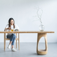 桌子 日式白蠟木實木餐桌大板桌懸浮書桌原木極簡家用茶臺