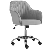 Ergonomic Office Chair Modern Velvet Desk Office Chair for Home Office, Light Gray Compute Conference Chairs