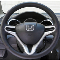 Black Non-slip Microfiber Leather Car Steering Wheel Cover For Honda Fit 2009-2013 City 2009-2013 Jazz 2009-2013 Insight 2010