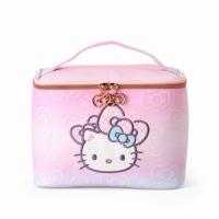 【小禮堂】Sanrio 三麗鷗 Hello Kitty 皮質手提化妝箱 - 50週年The Fashionable Ribbons(平輸品