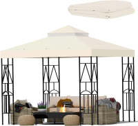 10x10 Canopy Replacement Top Double Tiered Gazebo Cover for Yard Patio & Garden Durable Sunshade Rep