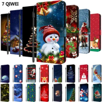 Christmas Leather Cover For Motorola Moto G6 Plus E5 Play One Macro Action Vision g7 Case Flip Wallet Phone Cover Magnetic Coque